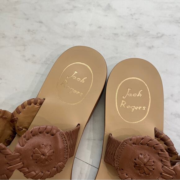 Jack Rogers Lauren Leather Flat Boho Slide Sandals Shoes - Picture 4 of 8